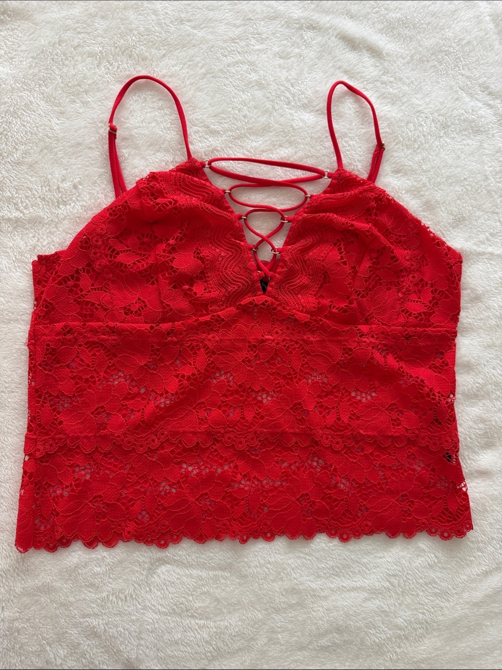 Guess Red Lace crop top . Size M
